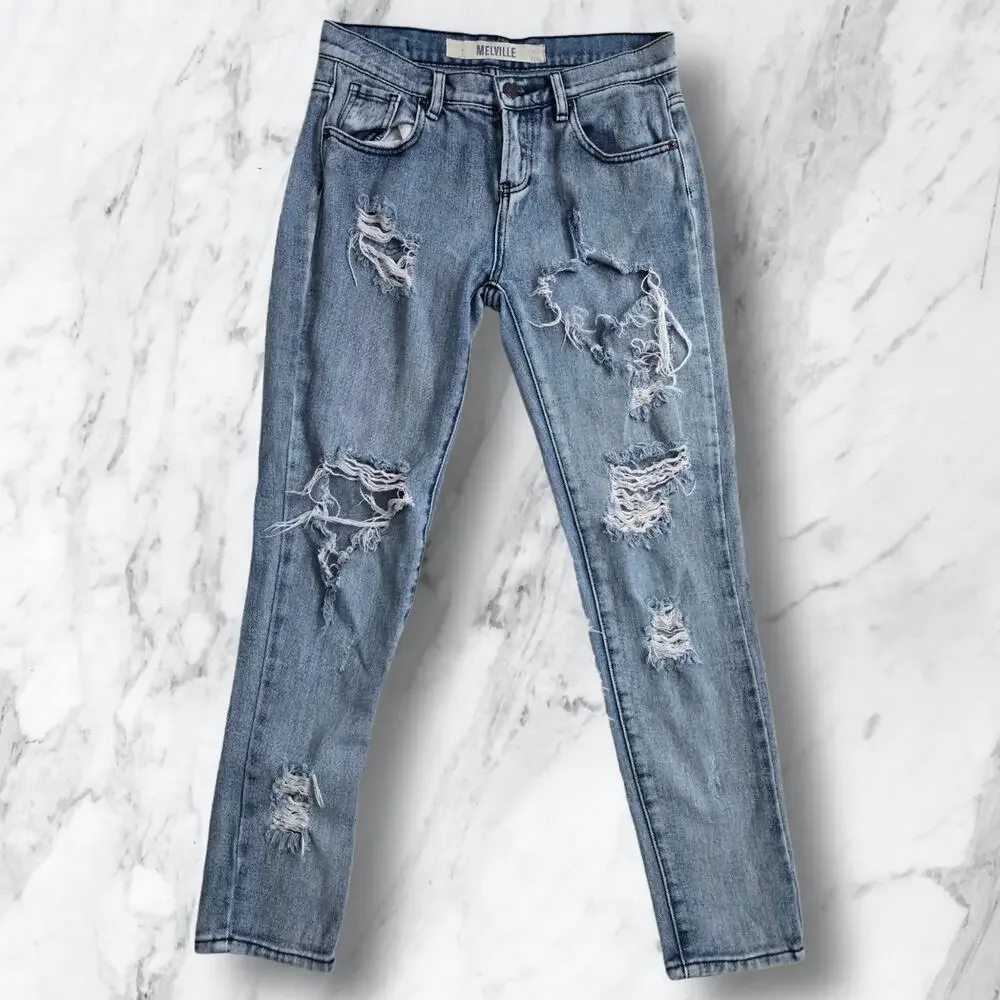 Brandy Melville Light Wash Distressed Skinny Jeans Women's 24